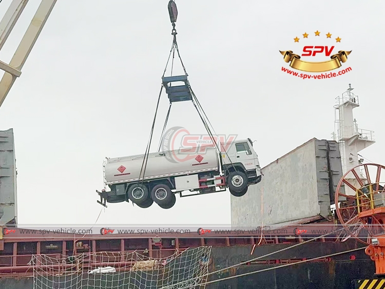 1 of 3 Units Diesel Tank Trucks is Being Loaded Onto The Vessel